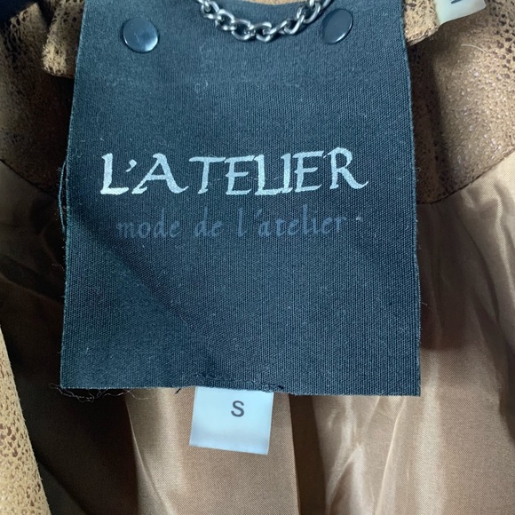 L’atelier Faux Suede Brown Moto Biker Asymmetrical Zip Long Sleeve Jacket Medium - Picture 3 of 14